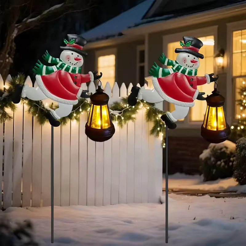 Solar-Weihnachtsschneemann-Palastlaterne von ledcbet in Bunt für die Gartenbeleuchtung im Außenbereich - Bild 3