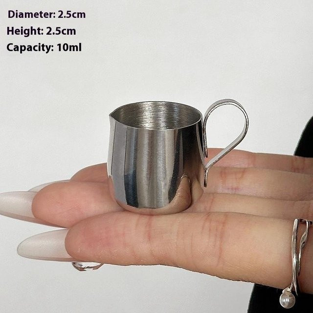 Oepaturem Mini Milchaufschäumkännchen aus Edelstahl für Latte Art, Grau, 12,5 ml und 30 ml - Bild 1