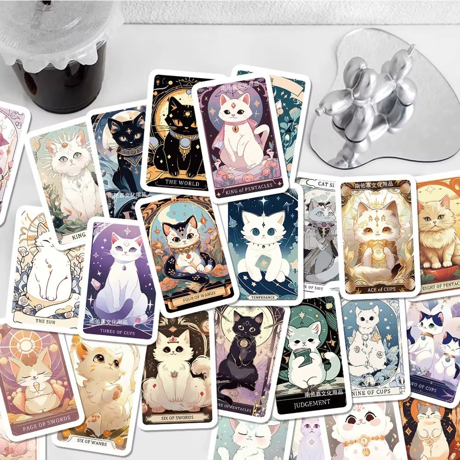 Charile Cartoon Katze Tarot Karte Aufkleber, 10-teiliges Set - Bild 5