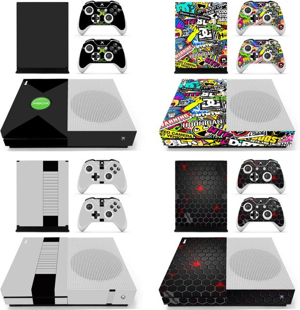 Personalisierter Schutz-Aufkleber für Microsoft Xbox One S Konsole und Controller in Grün als Vinyl-Skin-Sticker für Xbox One Slim - Bild 1