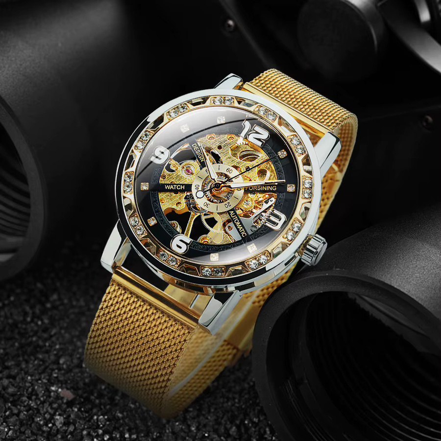 Forsining Armbanduhr, Automatik, Gold, Edelstahl, Zirkonia, Herren - Bild 2
