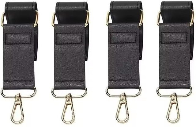 Binchi Kinderwagenhaken aus PU-Leder in Schwarz, verstellbarer Organizer für Wickeltaschen und Reiseaccessoires - Bild 1