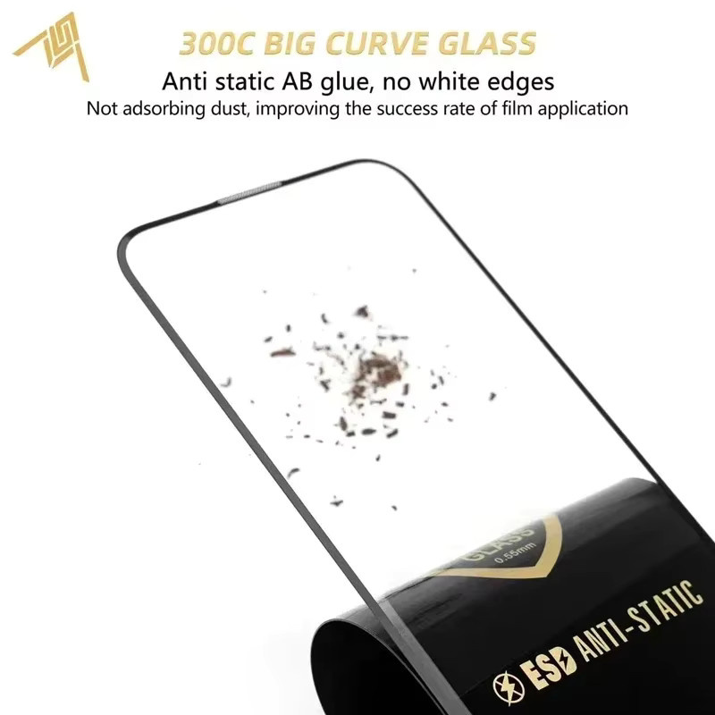 Arvin 300CC Big Curve ESG Anti-Statisch Panzerglas für iPhone 16 15 14 13 12 11 Pro Max Plus und iPhone XR X XS in Transparent - Bild 3