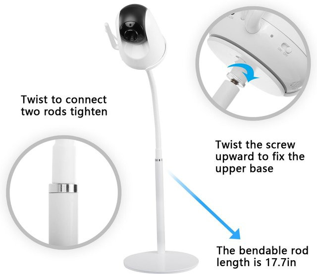Babyphone-Halterung und Babykamera-Ständer für das Kinderbett, weiß, kompatibel mit VAVA Babyphone 720P, klappbar und ohne Bohren - Bild 1