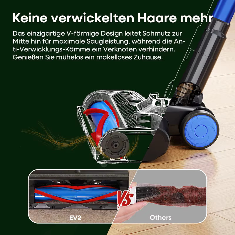 Erabros EV2 Kabelloser Handstaubsauger mit 450W und 55Kpa Saugkraft, Beutelloses Modell mit LED-Anzeige für Boden und Teppich - Bild 4