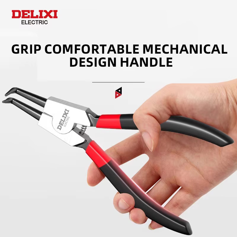 DELIXI ELECTRIC 5-Zoll-Sprengringzange als Spitzzange zum Entfernen und Installieren von Sicherungsringen an Wellen, Multicolor - Bild 3
