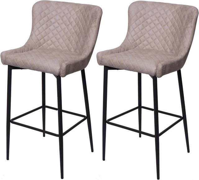 PROREGAL 2er-Set Barhocker im Vintage-Design mit Lehne und Fußablage, Farbe Grau, Sitzhöhe: 75 cm - Bild 1