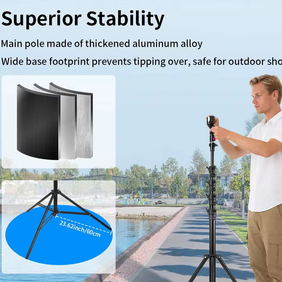 Selens Professionelles Schwerlast-Luftkissen-Lichtstativ aus Aluminium in Schwarz für Fotostudio Softbox und Blitz, 4,8 m Höhe - Bild 5