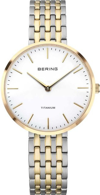 Bering Damenuhr Titanium, Quarz, 34 mm, Weiß, 5 ATM - Bild 1