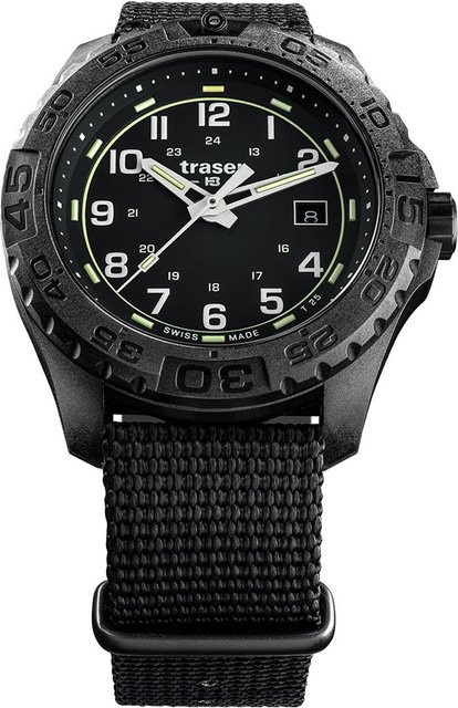 Traser Herrenuhr, Quarz, Schwarz, 44 mm, Textil/NATO, 20 ATM - Bild 1