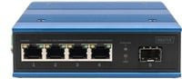 Digitus Industrial Ethernet Switch DN-651135 Unmanaged Gigabit PoE mit 4x 10/100/1000Base-TX und 1x 1000Base-FX SFP Port in Blau - Bild 2