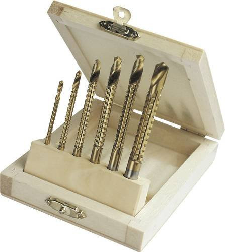 Mannesmann HSS Metall-Fräsbohrer-Set 6-teilig mit TiN-Beschichtung in Gold, Durchmesser: 3 mm, 4 mm, 5 mm, 6 mm, 6.5 mm, 8 mm, Zylinderschaft - Bild 1