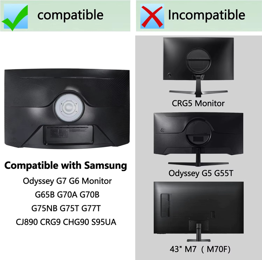 Samsung Wandhalterung für Odyssey G6 G7 Monitore als VESA-Halterungsadapter in Schwarz - Bild 5