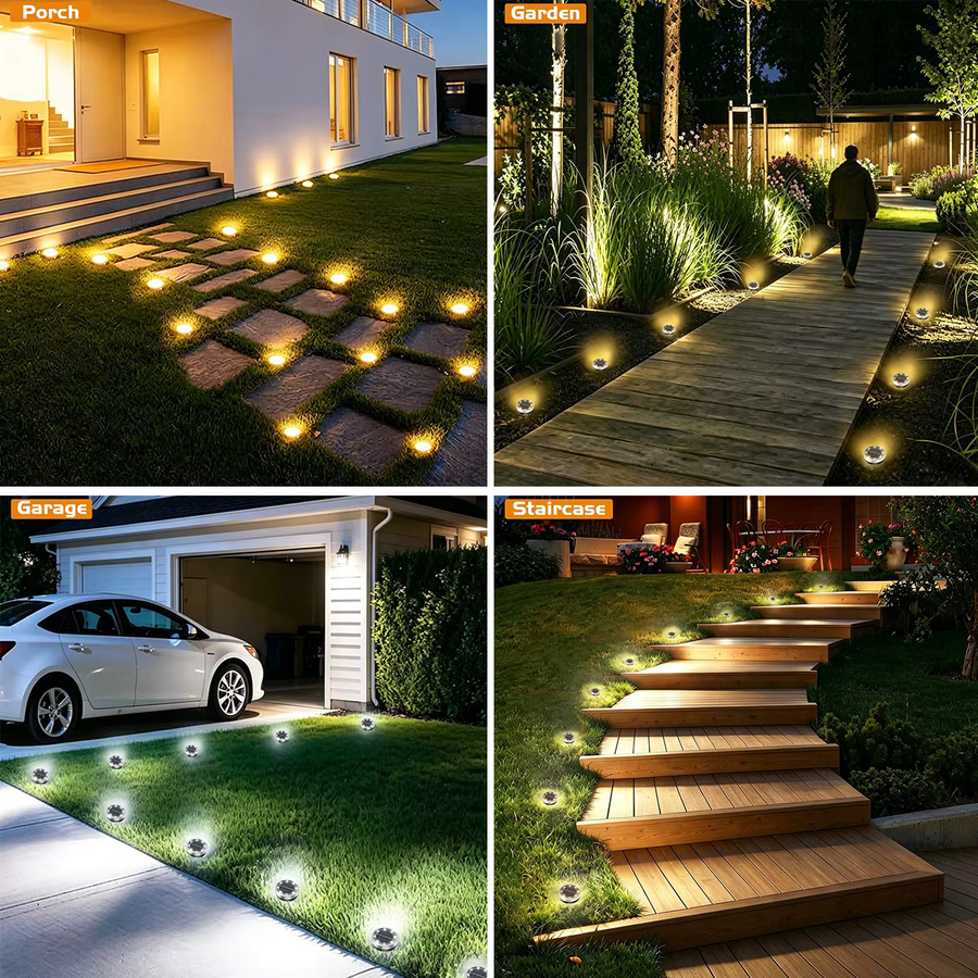 AMARYLLIS Solar-Bodenleuchte aus Edelstahl mit 8 LED in Silber und Weiß, IP65 wasserdicht mit Dämmerungssensor für den Garten - Bild 6