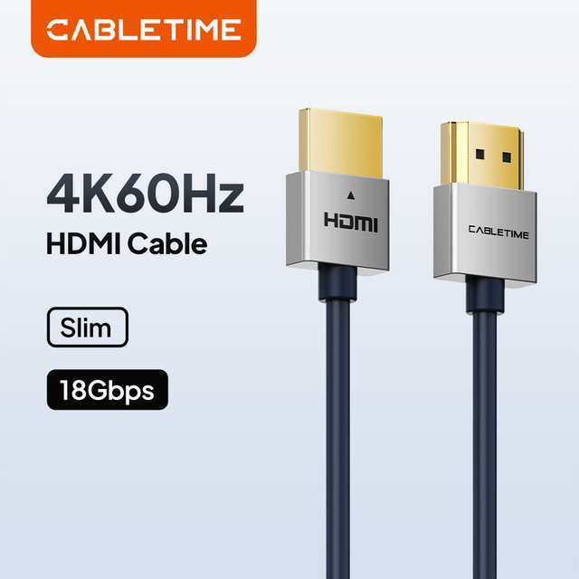 CABLETIME HDMI 2.0 Kabel für 4K@60Hz aus Zinklegierung für Monitor, TV, Laptop und PS4/5 - Bild 1