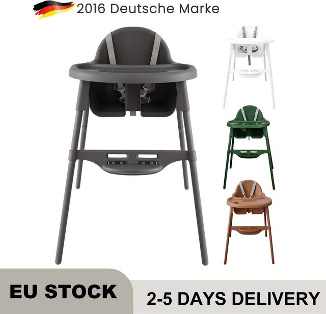 YALION Babyhochstuhl mit Tablett in Grau, höhenverstellbarer Fütterungsstuhl für Babys von 6 bis 36 Monaten - Bild 1