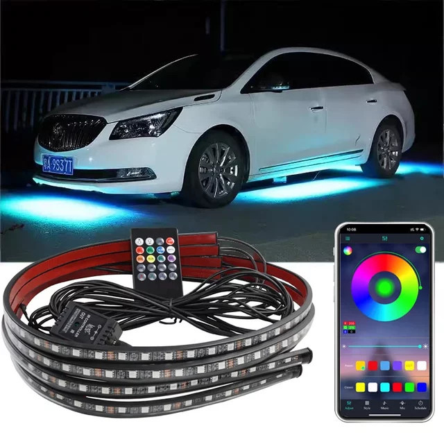 Ksdligh RGB Neon Flex LED Lichtleiste für Auto mit App- und Fernbedienung Steuerung zur Unterbodenbeleuchtung in Multicolour - Bild 1