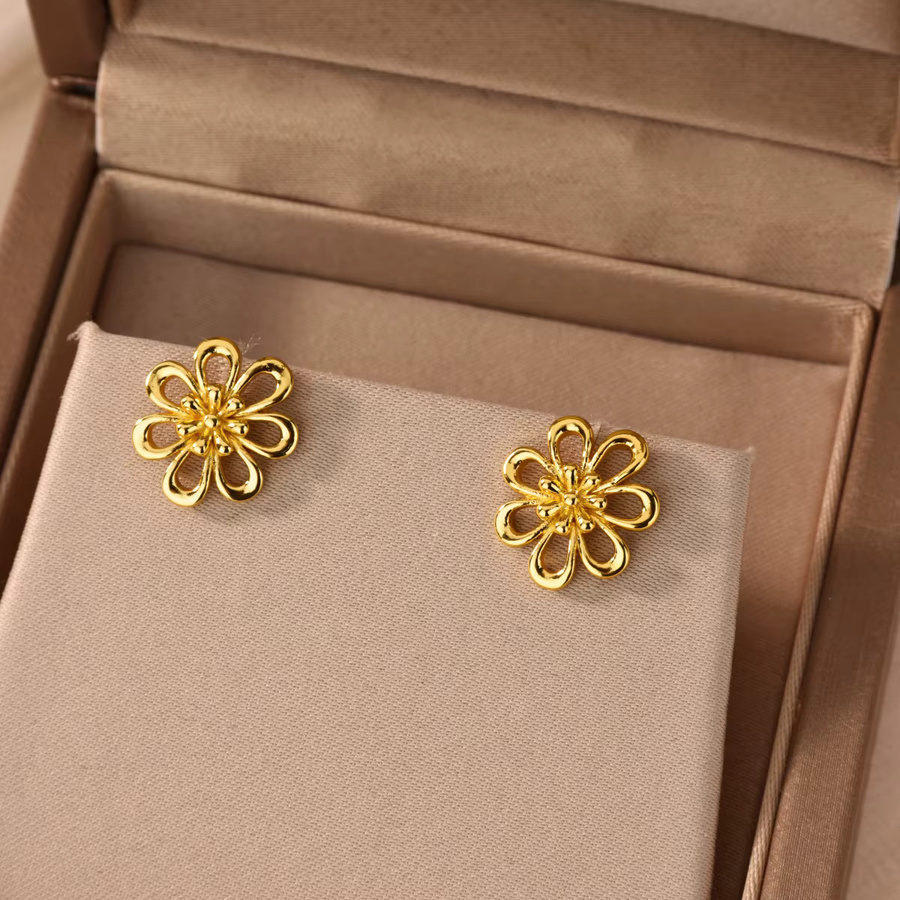 HPTOTMG Ohrstecker, Blumen, 18 Karat vergoldet, Gold, Damen - Bild 3