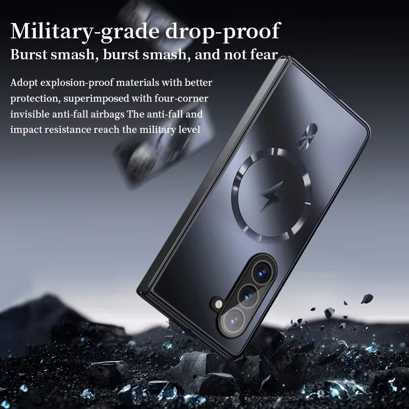 Stoßfeste MagSafe Schutzhülle mit matter Beschichtung für Samsung Galaxy Z Fold 7, 6, 5, 4, 3 in Schwarz oder Blau - Bild 2