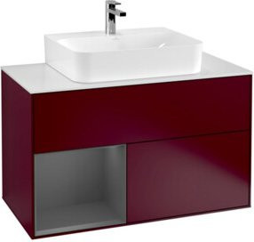 V&B Waschtischunterschrank Finion 100 in Anthrazit mit Regalfach links, Breite: 100 cm, Höhe: 50,1 cm, Tiefe: 50,1 cm - Bild 1