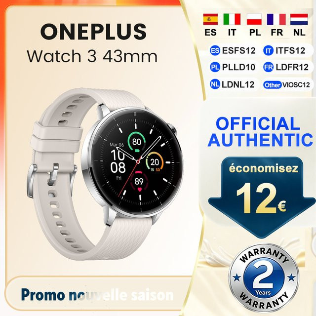OnePlus Watch 3 Smartwatch mit 43mm Gehäuse, 1.32 Zoll AMOLED Display, Snapdragon W5 Prozessor, Dual Frequency GPS und Wear OS - Bild 1