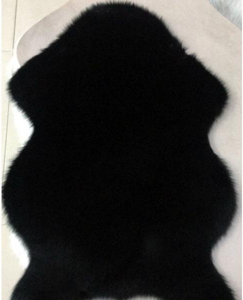 Waschbarer Kunstwolle Sofa-Teppich LICHIING in Schwarz, B/T: 60 x 40 cm - Bild 1