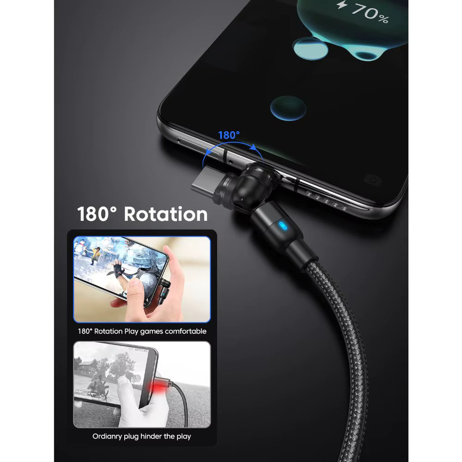 AUFU 3 in 1 Magnetisches Schnellladekabel mit USB-C und Micro-USB in Schwarz - Bild 3
