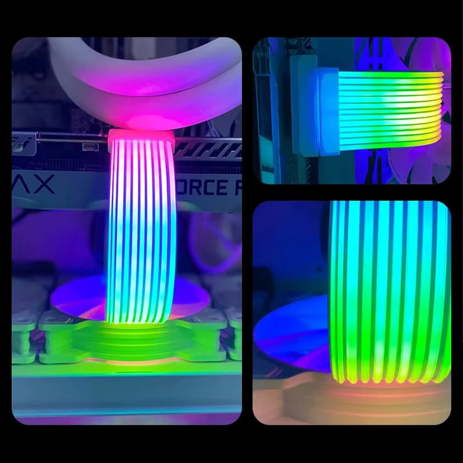 TEUCER RGB LED Lichtstreifen für PC Netzteil ATX 24PIN und Grafikkarte in Weiss und Multicolour - Bild 2