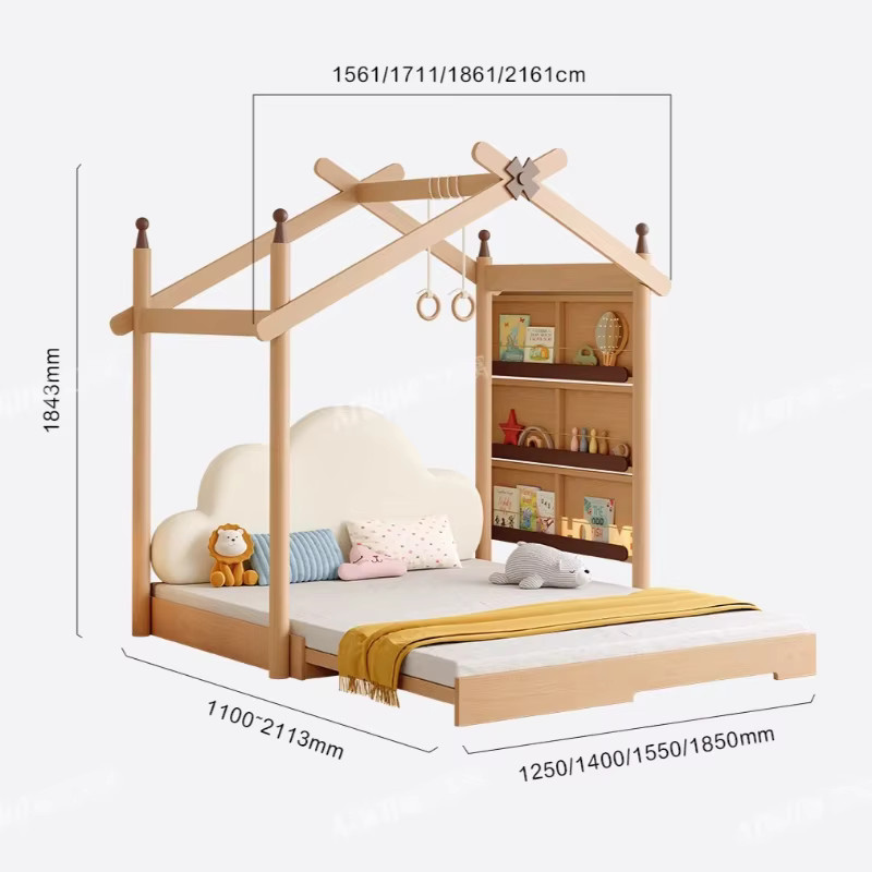 MDNG Baumhausbett für Kinder mit Rutsche und Zelt, skandinavischer Stil aus Massivholz, anpassbare Größe und Farbe - Bild 2