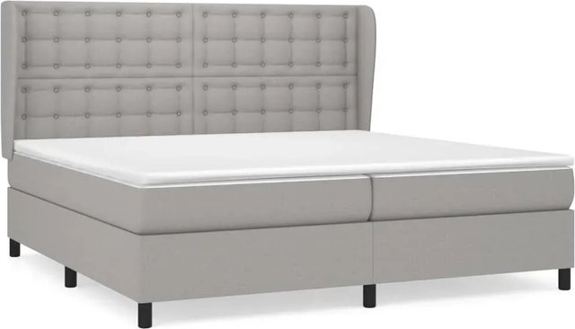 vidaXL Boxspringbett mit Matratze Hybrid-Design in Hellgrau, B/T/H: 200 x 200 x 203 cm - Bild 1