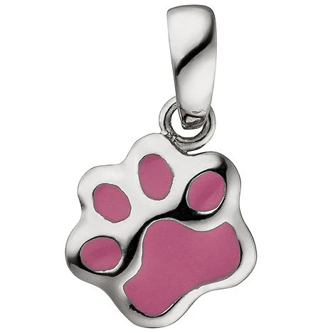 Colkid Anhänger Pfote, 925 Silber, pink lackiert, Kinder - Bild 1