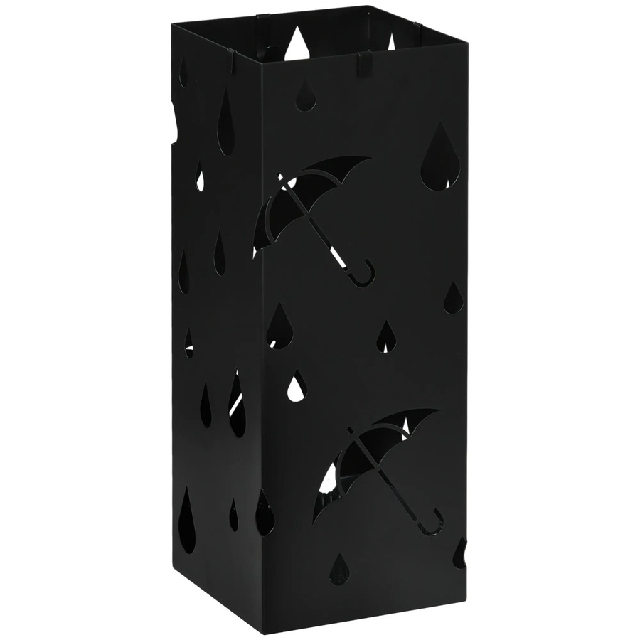 HOMCOM Regenschirmständer mit 4 Haken und Wasserauffangschale, Schwarz, Höhe: 60 cm, Breite: 40 cm, Tiefe: 4 cm - Bild 2