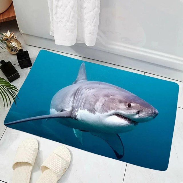 Lodestar 3D Haifisch Fußmatte Blau, Anti-Rutsch-Matte aus Polyester, B/T: 60 x 40 cm - Bild 1
