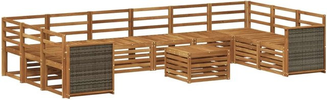 vidaXL Outdoor-Sofagarnitur aus Massivholz Akazie in Natur Braun mit Latten-Design - Bild 1