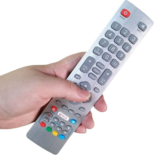Ersatz-IR-Fernbedienung für Sharp Aquos TVs in Silber, kompatibel mit den Modellen SHWRMC0115, SHWRMC0121, DH-2086 und DH-2087 - Bild 1
