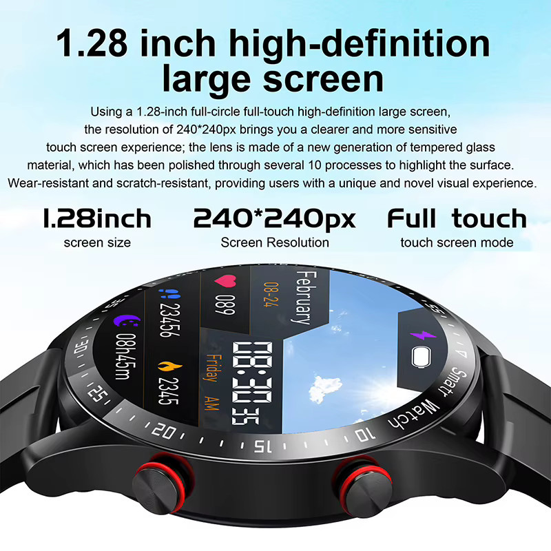 Jooeniok Smartwatch für Herren in Silber mit Bluetooth-Anruffunktion, EKG, PPG und Gesundheitsüberwachung, wasserdicht und mit Vollbild-Touch-Display - Bild 2