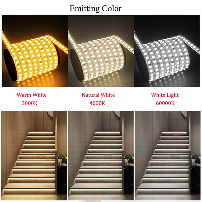 WAAJEA LED-Streifenlicht 220 V mit 120 LED/m, flexibler SMD 2835 LED-Streifen aus PVC, schneidbar, ideal für Schrank, Kleiderschrank und Heimdekoration - Bild 2