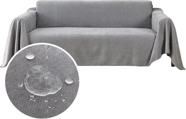 Yiran Furniture Mehrzweck-Möbelbezug aus Polyester, wasserabweisende Sofadecke in Grau, B/B: 90 x 180 cm - Bild 1