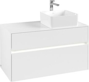 V&B Waschtischunterschrank Collaro in Weiß Matt mit LED-Beleuchtung, B/T/H: 100 x 54,8 x 50 cm - Bild 1