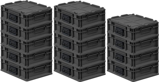 PROREGAL Supersparset 14x Eurobox Nextgen Portable Transportbehälter Schwarz, H x B x T: 13,5 x 30 x 40 cm, 11 Liter - Bild 1