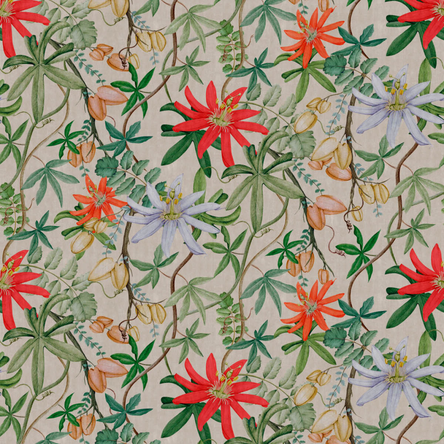 NLXL Wandtattoo Passiflora Mural mit botanischem Blumenmuster in Grün, Rot und Multicolour aus Vlies - Bild 1