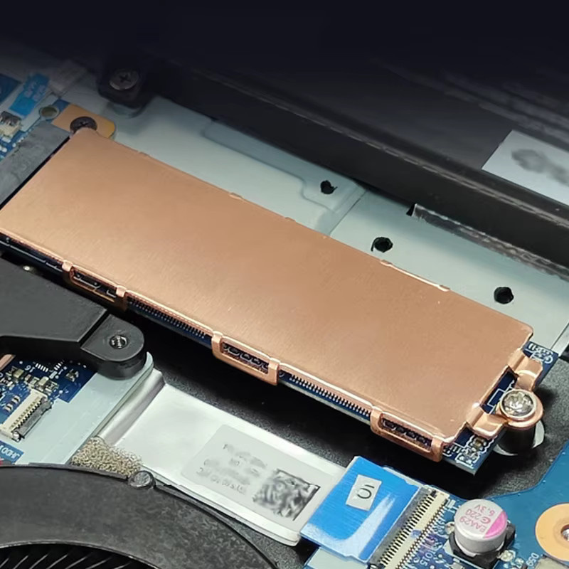 Flying Elephant TN80 M.2 NVMe SSD-Kühlkörper aus Reinkupfer für 2280 2242 2230 Formfaktoren, Universeller Radiator mit Silikon für PS5, Laptop und PC, Gold - Bild 4