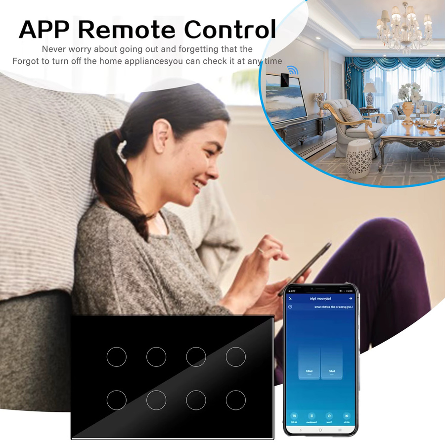 Tuya WLAN Smart Touch Lichtschalter mit Glaspanel in Weiß, kompatibel mit Alexa und Google Home - Bild 2