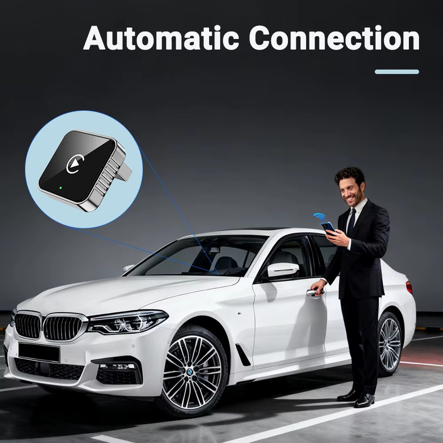 XUDA 2-in-1 Adapter für kabelloses CarPlay und Android Auto, USB-Dongle Plug-and-Play mit Bluetooth, Schwarz - Bild 4