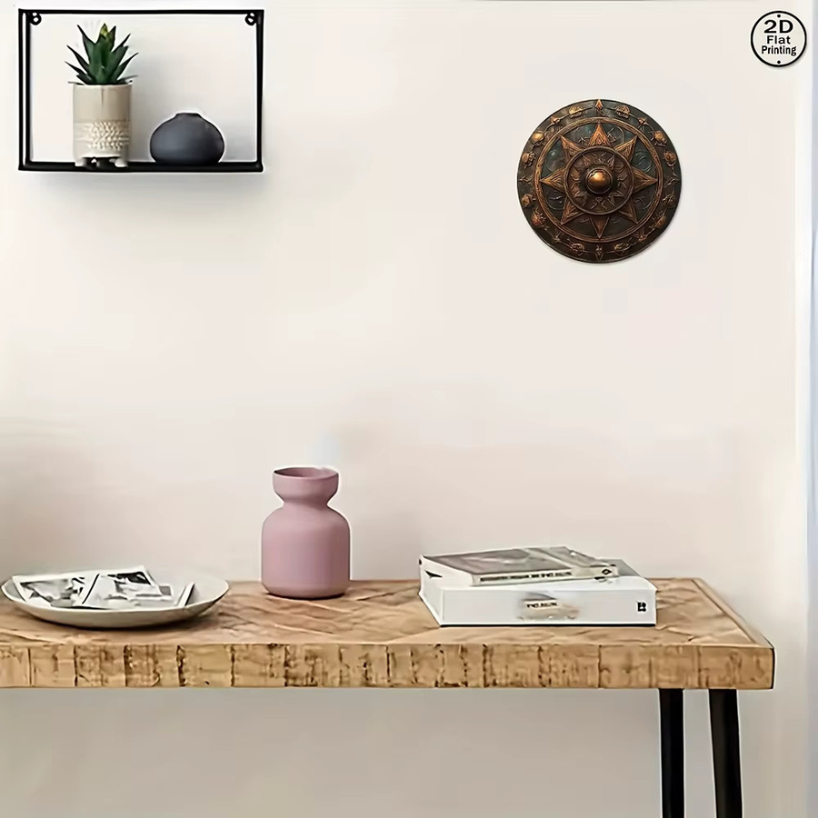 Potdemiel Mystic Shield Rundes Aluminiumschild im Vintage-Design mit geometrischem Muster, Durchmesser: 20,32 cm - Bild 4