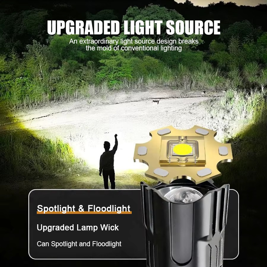 NEWBIRTH Taktische LED-Taschenlampe mit USB-Ladefunktion und Display in Schwarz - Bild 5