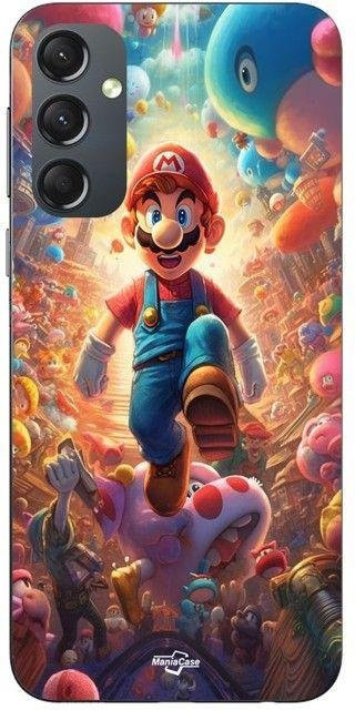 Handyhülle Maniacase für Samsung Galaxy S23 FE aus flexiblem Silikon mit Super Mario Bros Design in Schwarz und Multicolour - Bild 1
