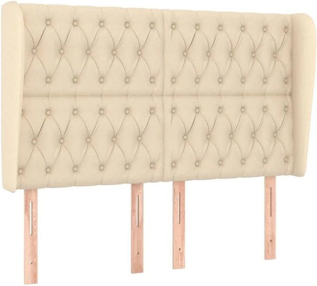 vidaXL Kopfteil mit Ohren in Creme Beige, Stoff, B: 147 cm, T: 23 cm, H: 118-128 cm - Bild 1