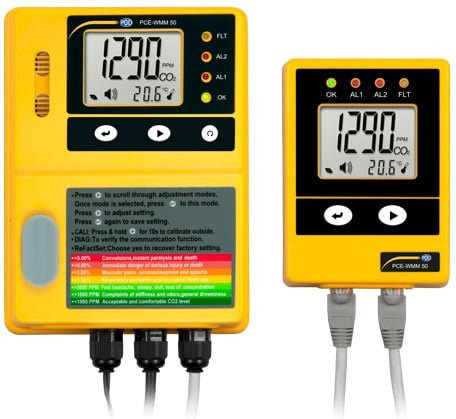 PCE Instruments PCE-WMM 50 CO2-Gaswarnanlage in Gelb zur Wandmontage - Bild 1