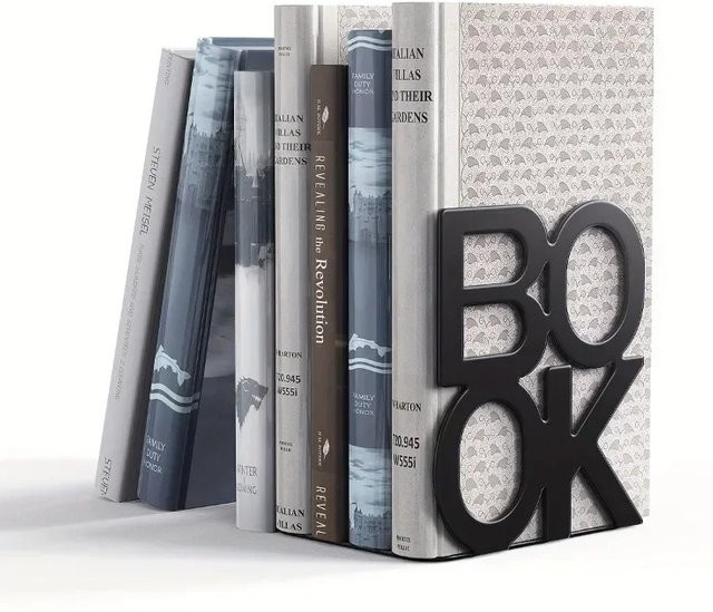 Rutschfeste Buchstützen aus Metall für Zuhause, Büro und Bibliothek in Schwarz oder Weiß - Bild 1
